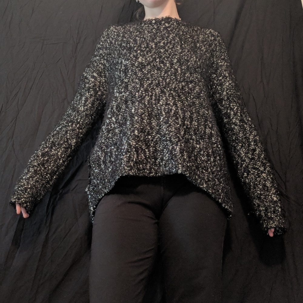 fuzzy chunky knit black sweater
